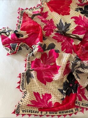 Pink & Black Gothic Floral Scarf Faliero Sarti